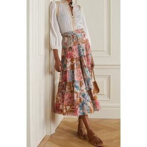 Zimmermann Cassia Patchwork Midi Skirt size US 4